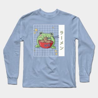 Japanese Cottagecore Ramen Eating Frog Kawaii Long Sleeve T-Shirt